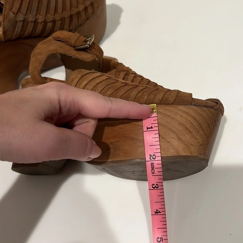 Windsor Smith chunky boho Platforms, suede leather, camel color, sz 6, TTS